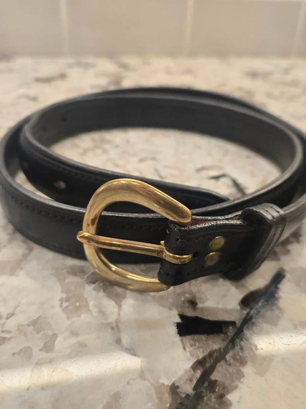 Vintage Riester Personalized CHA Leather Belt Brass Buckle 43